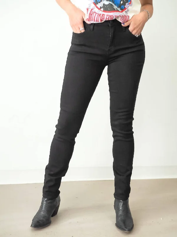 trendy asymmetrical shorts -trendy asymmetrical pants -Longer Length Slim Straight Jean In Black