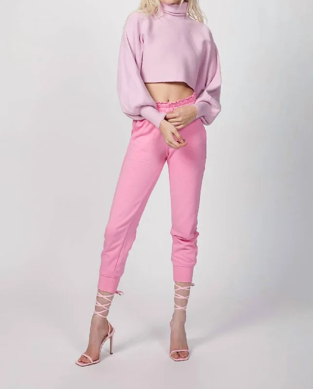 plain simple shorts -plain simple pants -Lynley Track Pant In Bubblegum