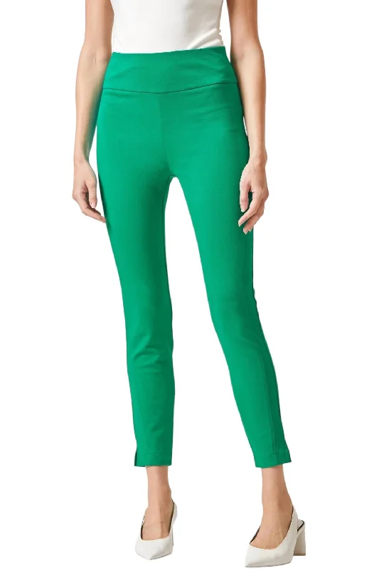 flared trim shorts -flared trim pants -Magic High Waisted Skinny Pant 28" In Kelly Green