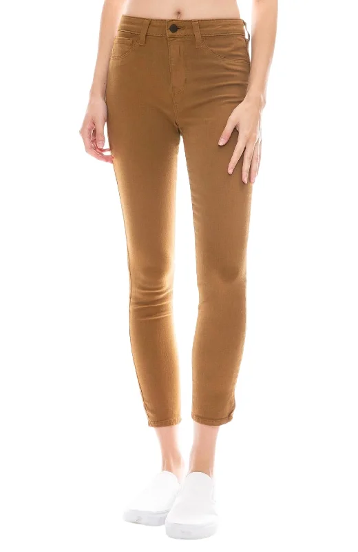 short cropped shorts -short cropped pants -Margot High Rise Skinny Jeans In Brown