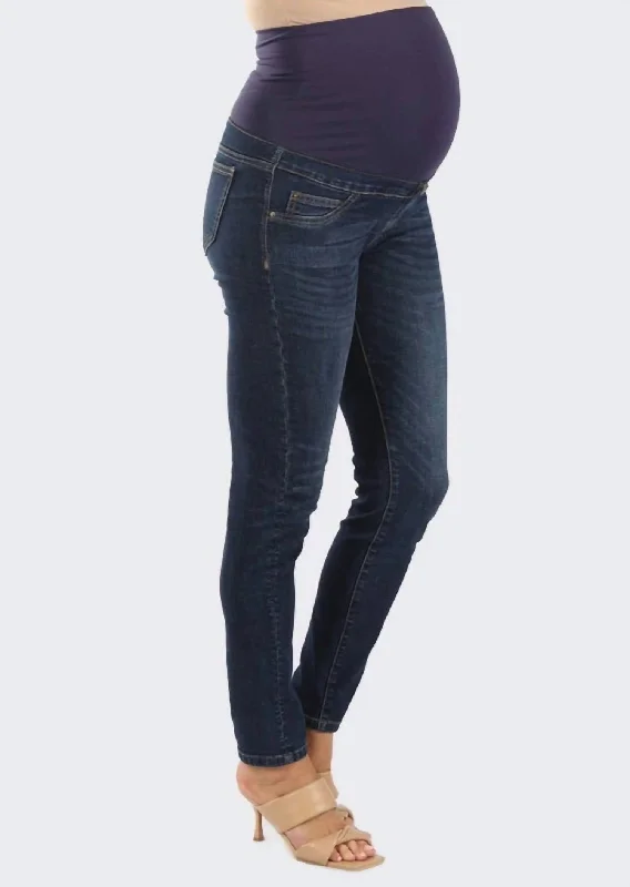 modern athletic shorts -modern jogger pants -Maternity Skinny Jeans In Dark Blue