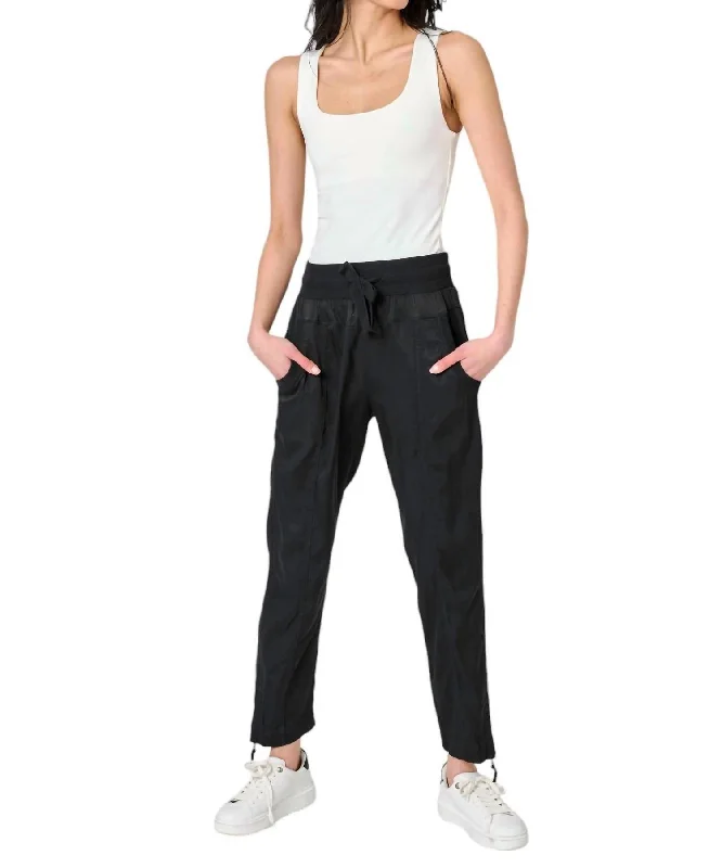 vivid striped shorts -vivid striped pants -Melody Stretch Cupro Relaxed Fit Jogger In Black