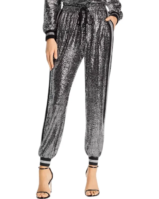 timeless striped shorts -timeless striped pants -Mirror Ball Jogger Pants In Black