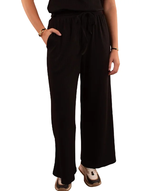 creative patterned shorts -creative patterned pants -Moonlit Magic Ribbed Slouchy Pant In Black