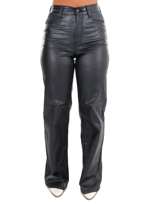 fitted neat shorts -fitted neat pants -Night Sky Metallic High Rise Wide Jeans In Black