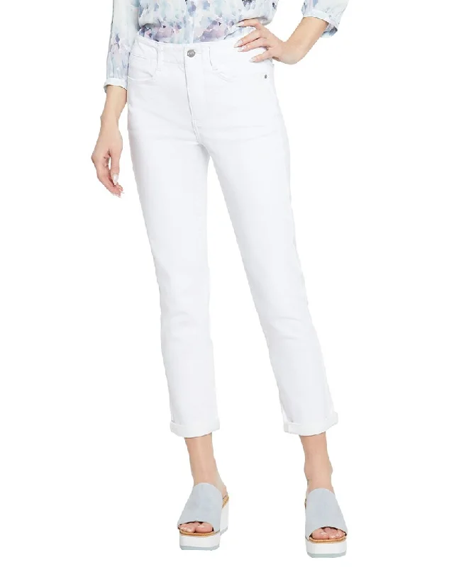 long warm shorts -long warm pants -NYDJ Girlfriend Optic White Girlfriend Jean