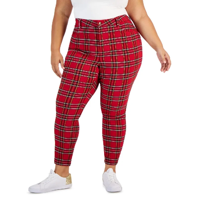 easygoing lounge shorts -easygoing lounge pants -Plus Womens Plaid Skinny Trouser Pants