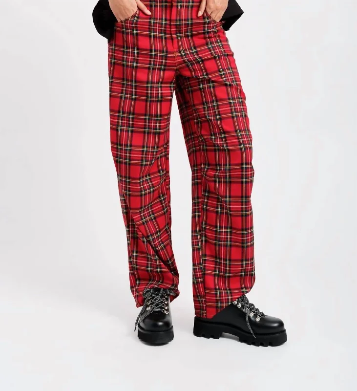 vented sports shorts -vented sports pants -Sam Pant In Red Plaid