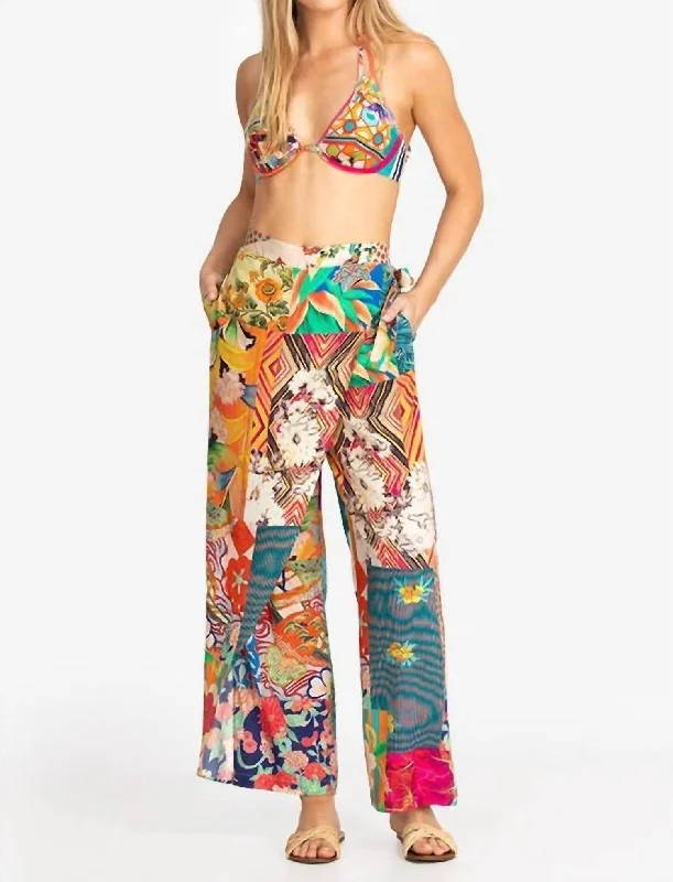 long warm shorts -long warm pants -Side Wrap Pant In Multi