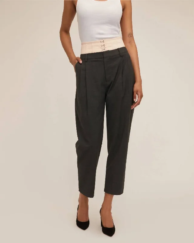 workout versatile shorts -workout versatile pants -Silas Corset Trouser In Leni Grey/black Combo