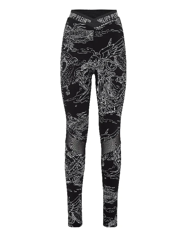 fast dry shorts -fast dry pants -Super High Waist Leggings Stones Skeleton tattoo