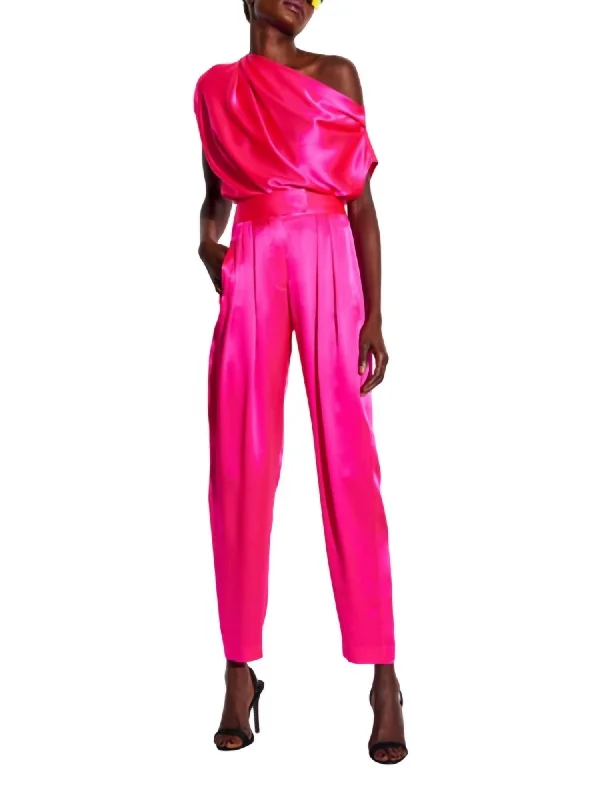 simple plain shorts -simple plain pants -Tapered Trouser In Hot Pink