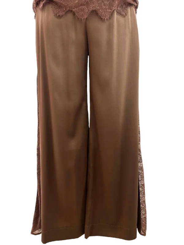 utility pocket shorts -utility pocket pants -Women's Brya Silk & Lace Trousers In Cocoa