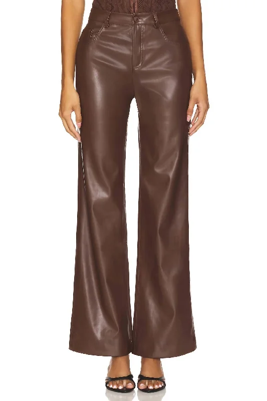 gentle cotton blend shorts -gentle cotton blend pants -Zenobia Faux Leather Pant In Java